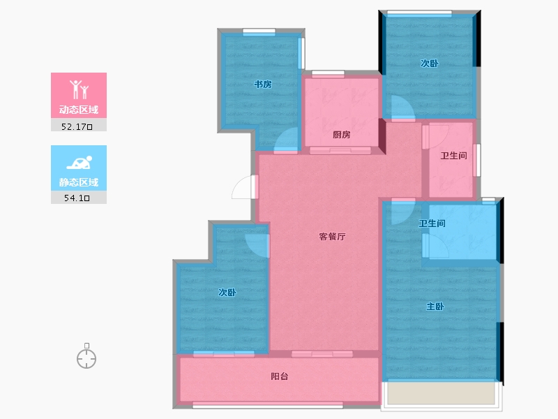 浙江省-杭州市-星翠芳华府-94.25-户型库-动静分区