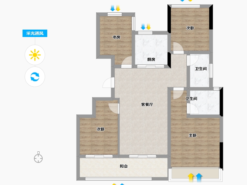 浙江省-杭州市-星翠芳华府-94.25-户型库-采光通风