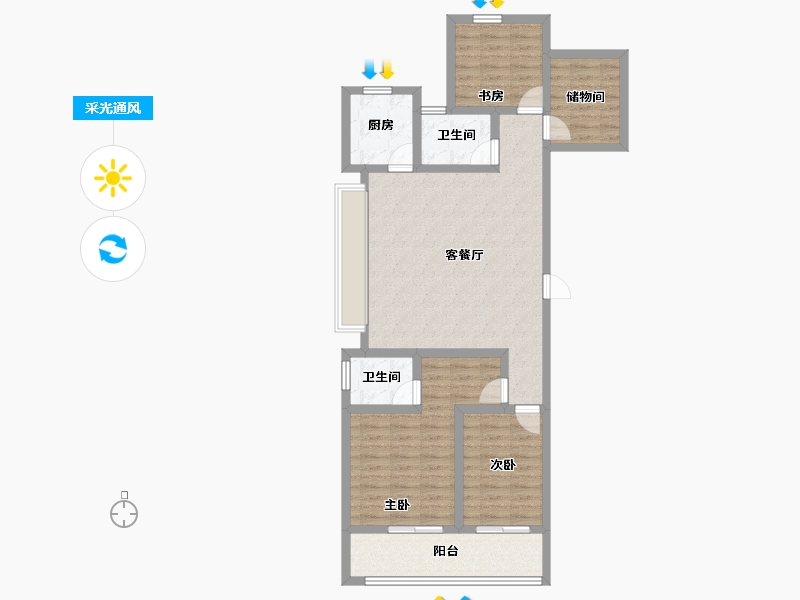 浙江省-杭州市-融悦天辰府-97.54-户型库-采光通风