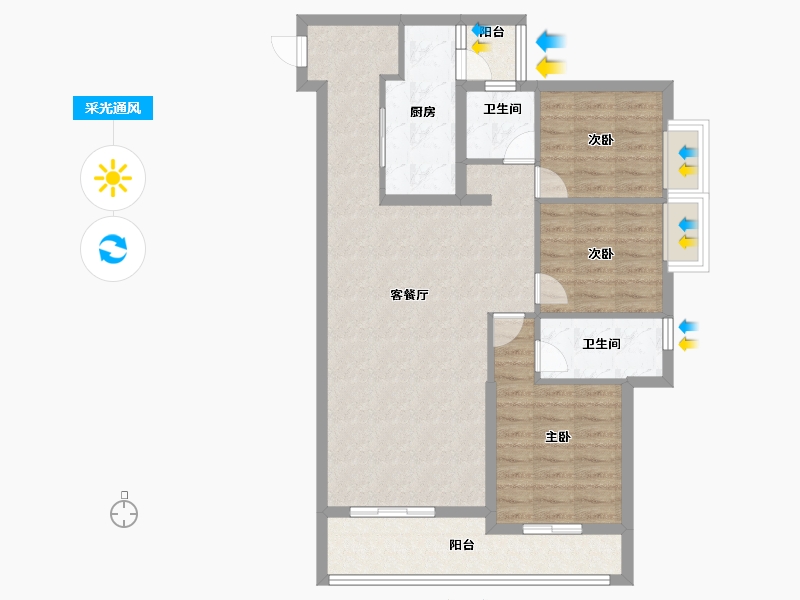 云南省-昆明市-建投学府-89.30-户型库-采光通风