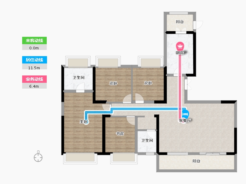 四川省-成都市-天府公园未来城-124.62-户型库-动静线