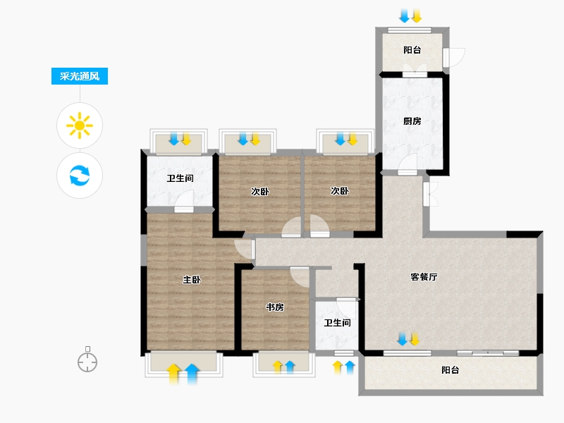 四川省-成都市-天府公园未来城-124.62-户型库-采光通风