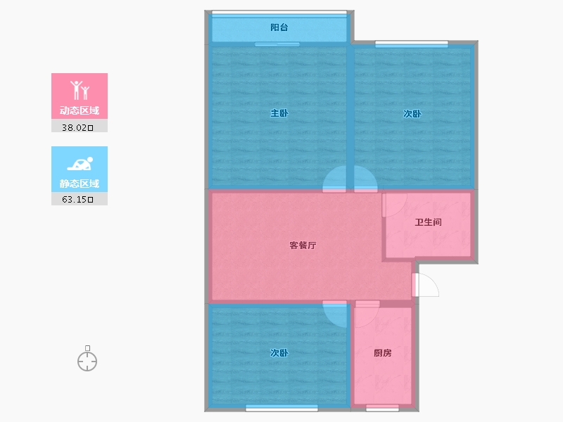 浙江省-杭州市-东新园新湖苑-90.82-户型库-动静分区