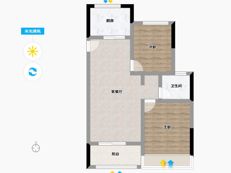 浙江省-杭州市-耦贤里-60.78-户型库-采光通风