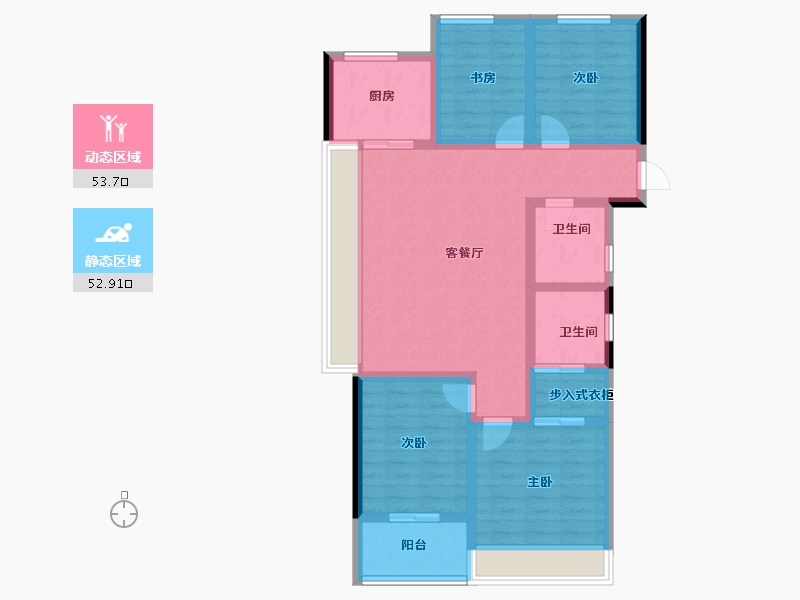 浙江省-杭州市-中天海威云咏汀洲-94.15-户型库-动静分区