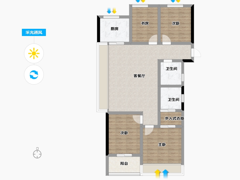 浙江省-杭州市-中天海威云咏汀洲-94.15-户型库-采光通风