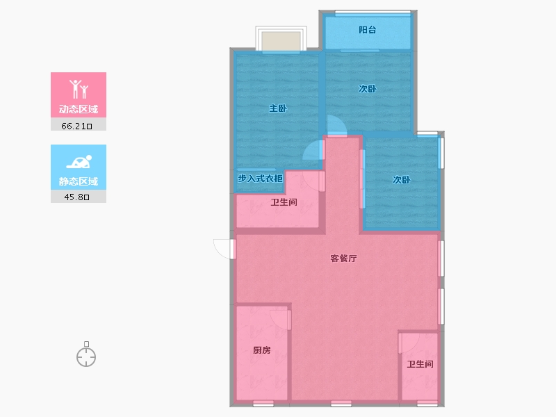 浙江省-杭州市-东新园新湖苑-101.26-户型库-动静分区