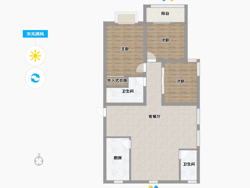 浙江省-杭州市-东新园新湖苑-101.26-户型库-采光通风