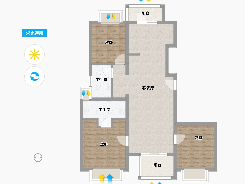 上海-上海市-天安1号-87.19-户型库-采光通风