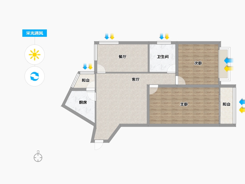 浙江省-杭州市-东新园新湖苑-90.24-户型库-采光通风