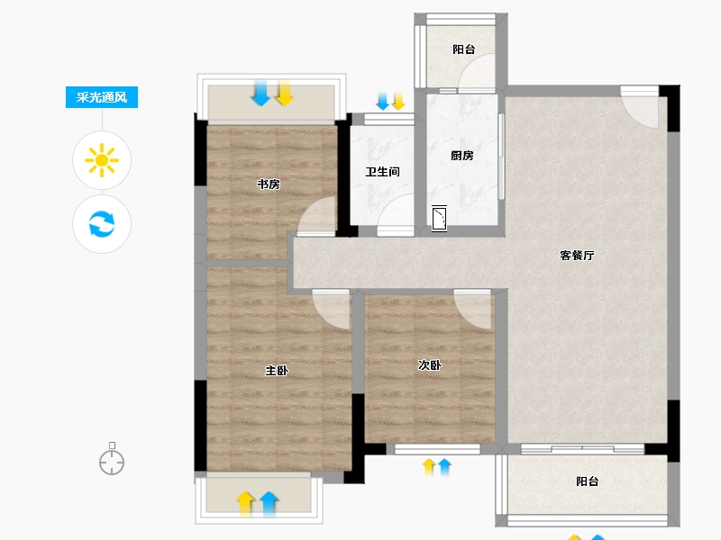 四川省-成都市-川网国际花园-72.21-户型库-采光通风