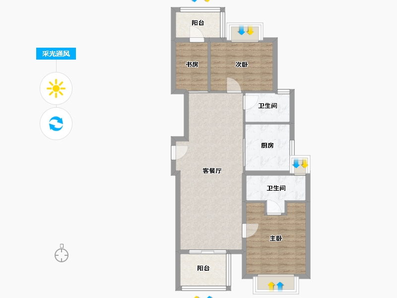 上海-上海市-天安1号-79.19-户型库-采光通风