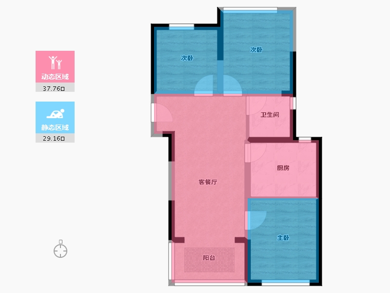 四川省-成都市-城投置地万科国宾蜀园芳菲苑-59.10-户型库-动静分区