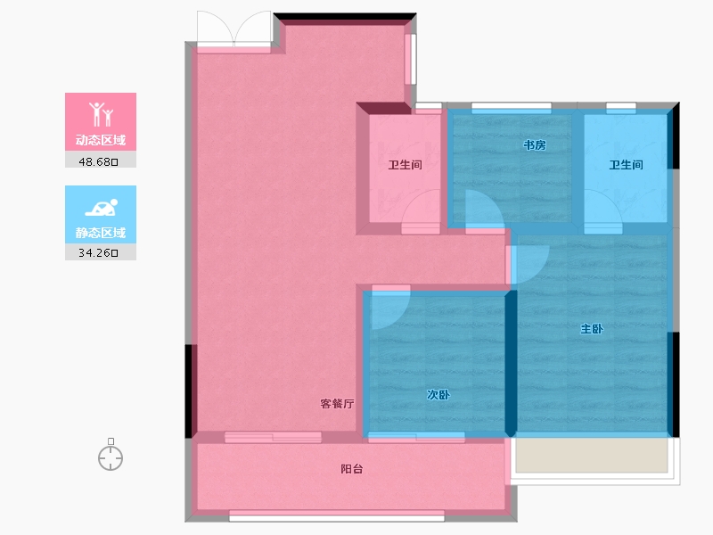 浙江省-杭州市-融悦天辰府-73.32-户型库-动静分区