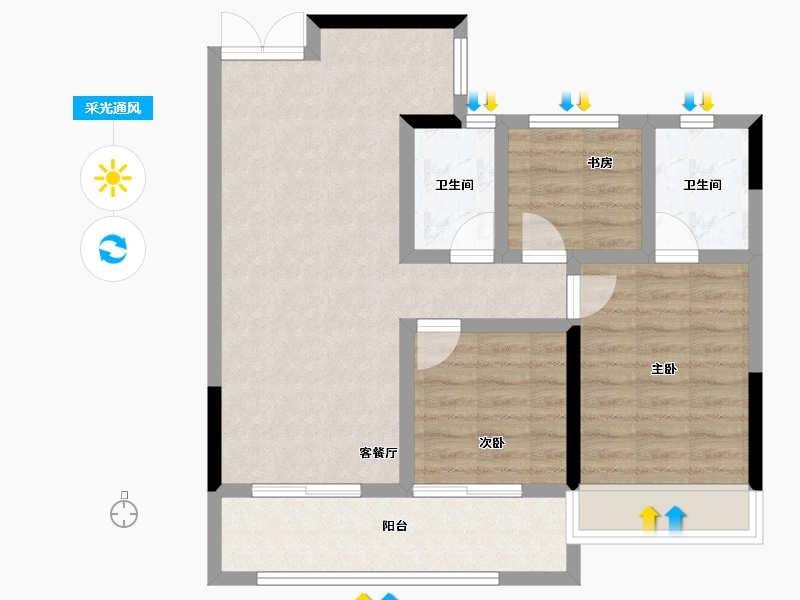 浙江省-杭州市-融悦天辰府-73.32-户型库-采光通风