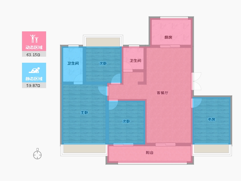 浙江省-杭州市-耦贤里-109.52-户型库-动静分区