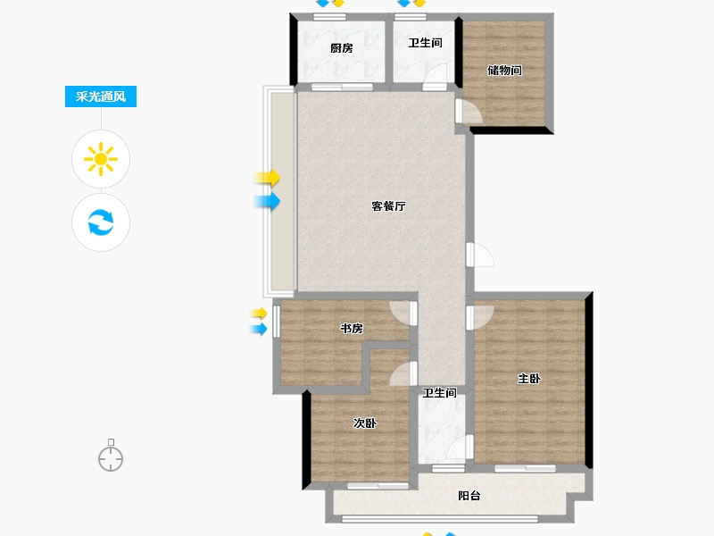 浙江省-杭州市-融悦天辰府-112.34-户型库-采光通风