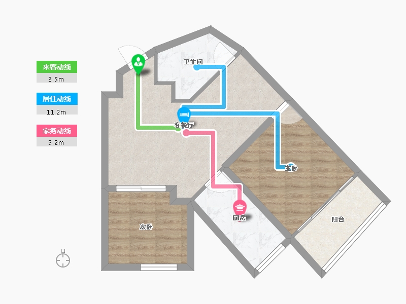 浙江省-杭州市-东新园新湖苑-56.57-户型库-动静线