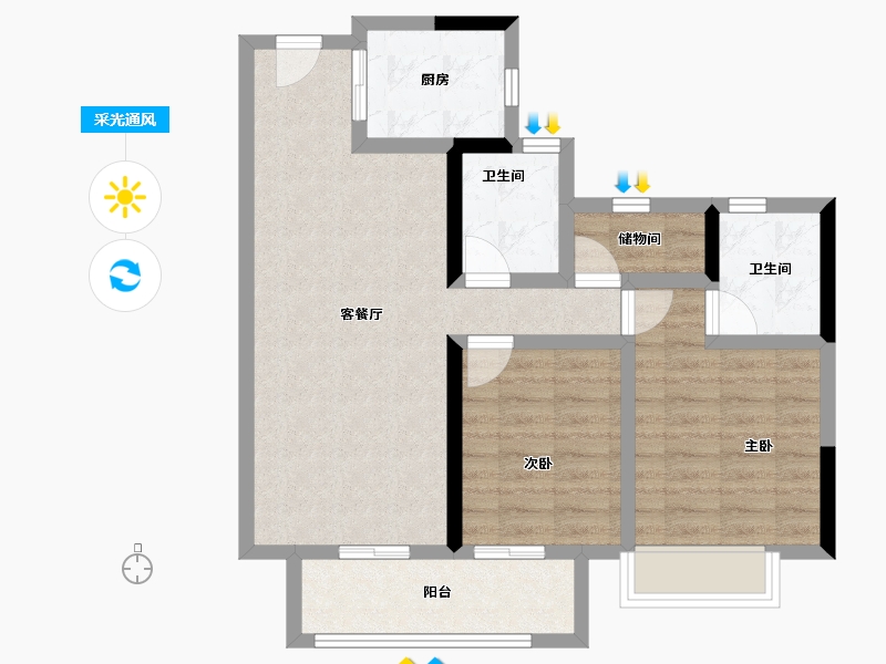 浙江省-杭州市-越秀·星颂府-73.15-户型库-采光通风