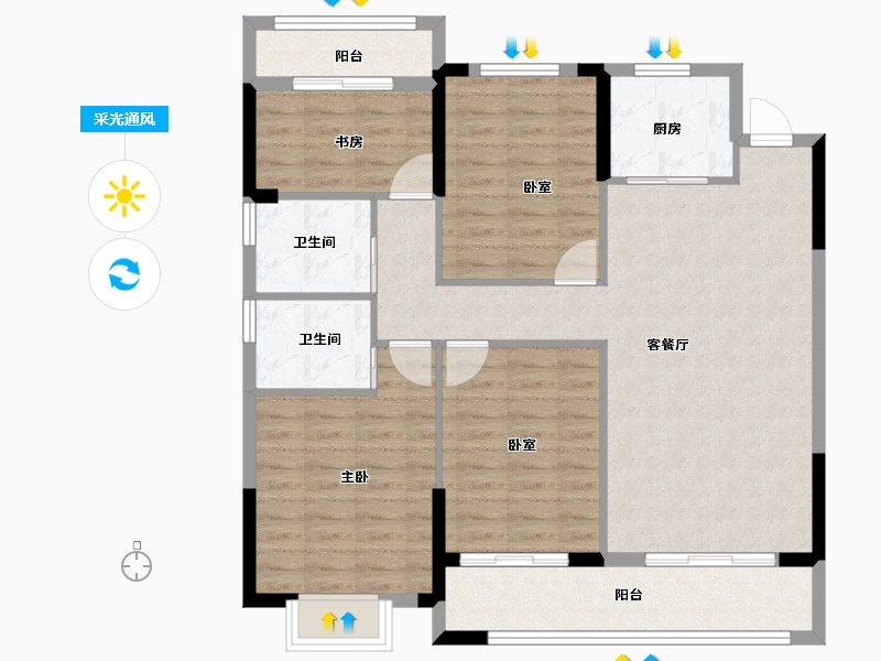 浙江省-宁波市-和悦·上观府-103.20-户型库-采光通风