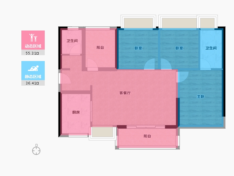 广东省-佛山市-新希望悦珑湾-82.03-户型库-动静分区