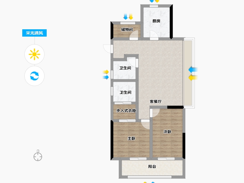 浙江省-杭州市-越秀·星颂府-80.78-户型库-采光通风