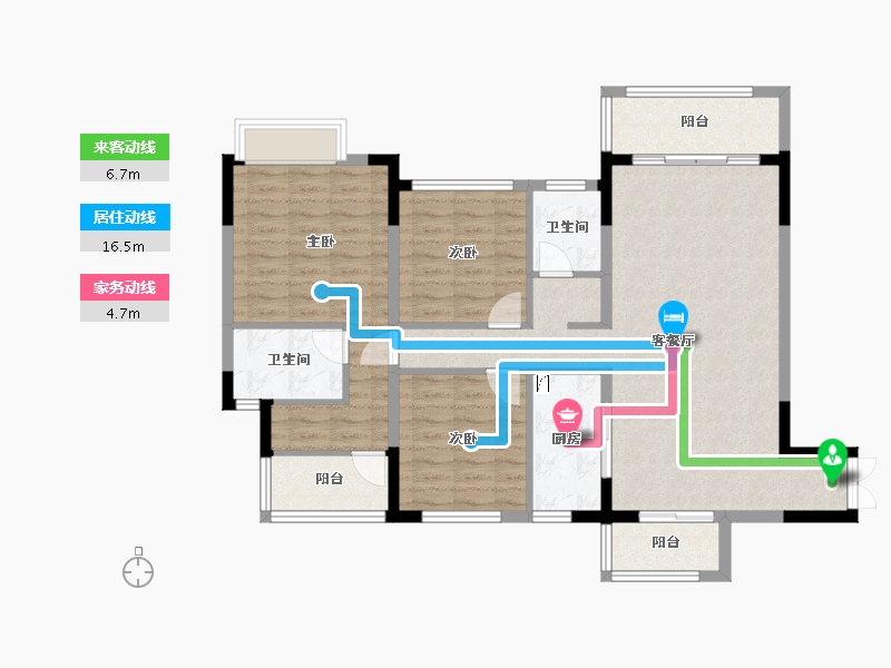 四川省-成都市-川网国际花园-105.69-户型库-动静线