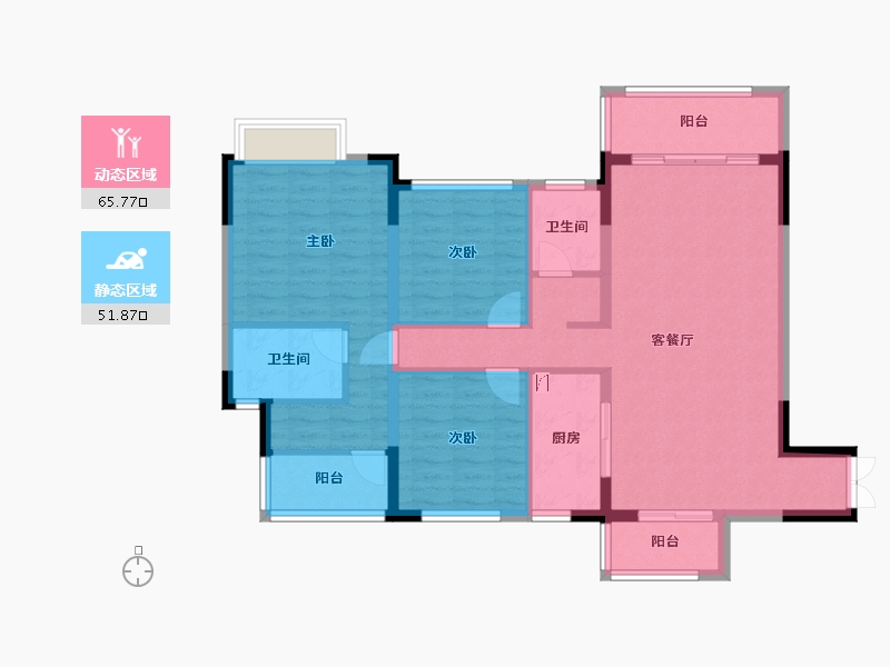 四川省-成都市-川网国际花园-105.69-户型库-动静分区