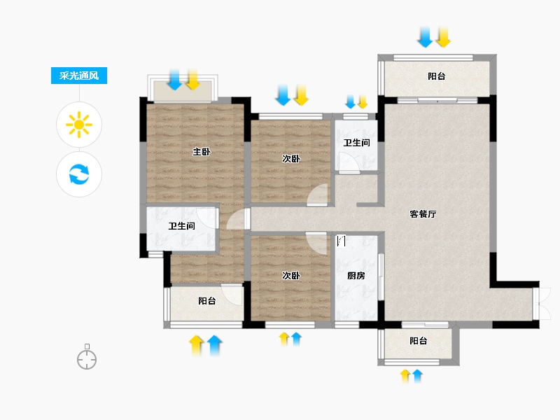 四川省-成都市-川网国际花园-105.69-户型库-采光通风