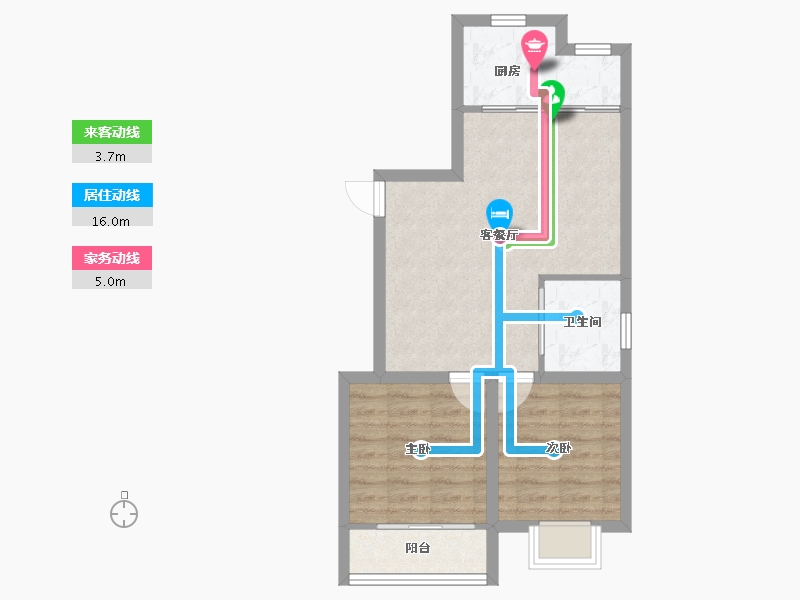 浙江省-杭州市-东新园新湖苑-56.52-户型库-动静线