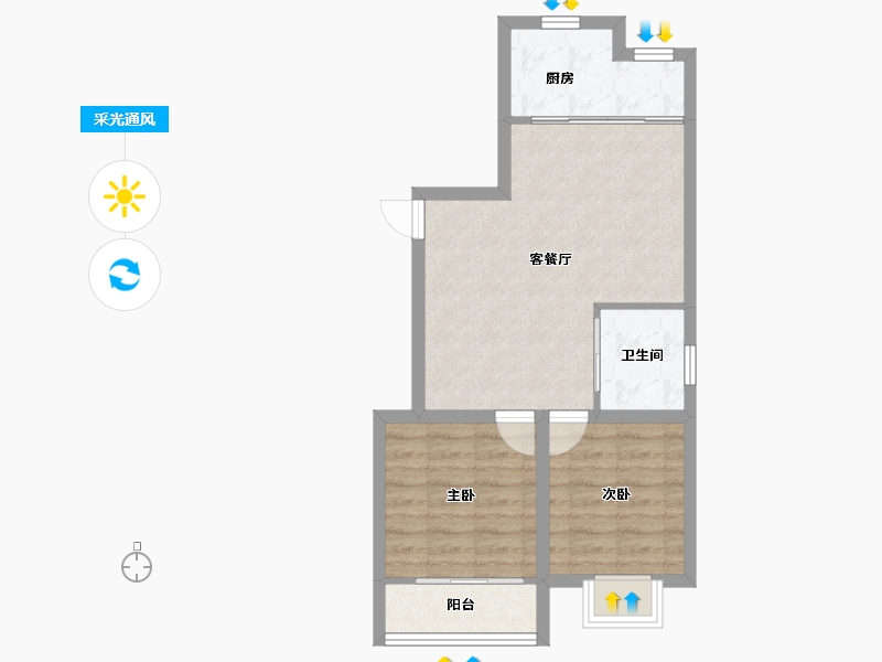 浙江省-杭州市-东新园新湖苑-56.52-户型库-采光通风