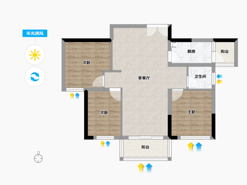 四川省-成都市-中国铁建新川樾-71.17-户型库-采光通风