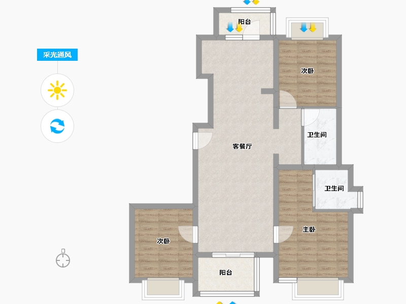 上海-上海市-天安1号-87.20-户型库-采光通风