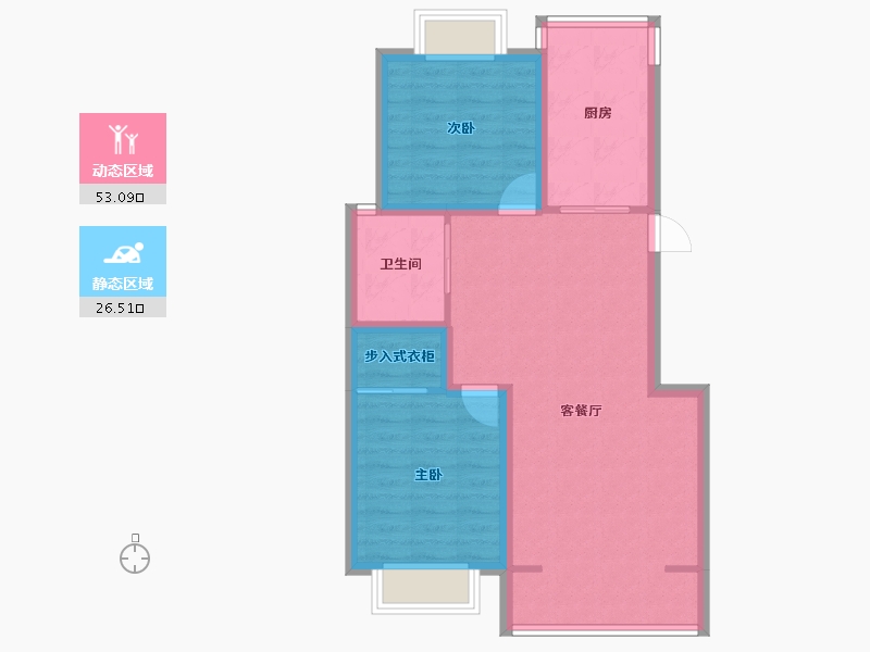 浙江省-杭州市-东新园新湖苑-71.47-户型库-动静分区