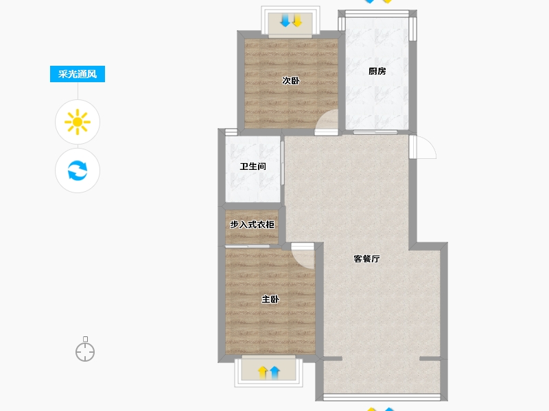 浙江省-杭州市-东新园新湖苑-71.47-户型库-采光通风