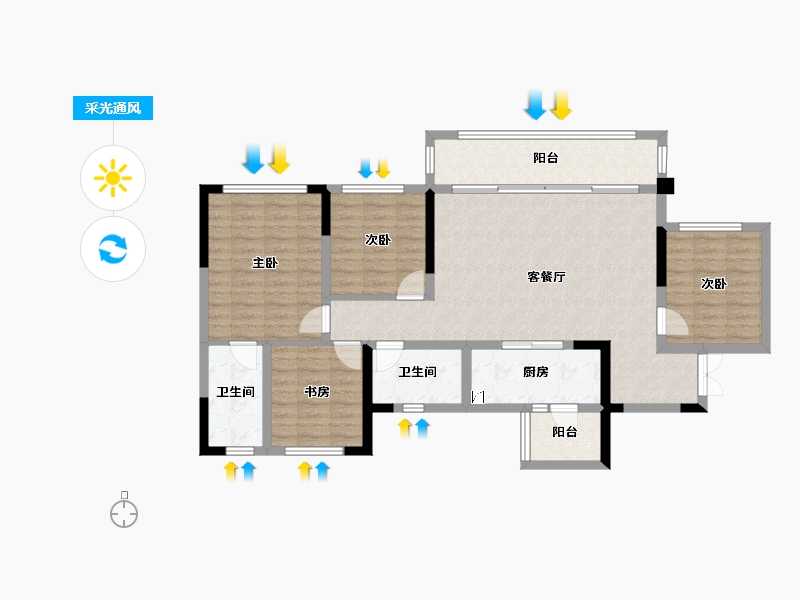 四川省-成都市-中国铁建新川樾-102.75-户型库-采光通风