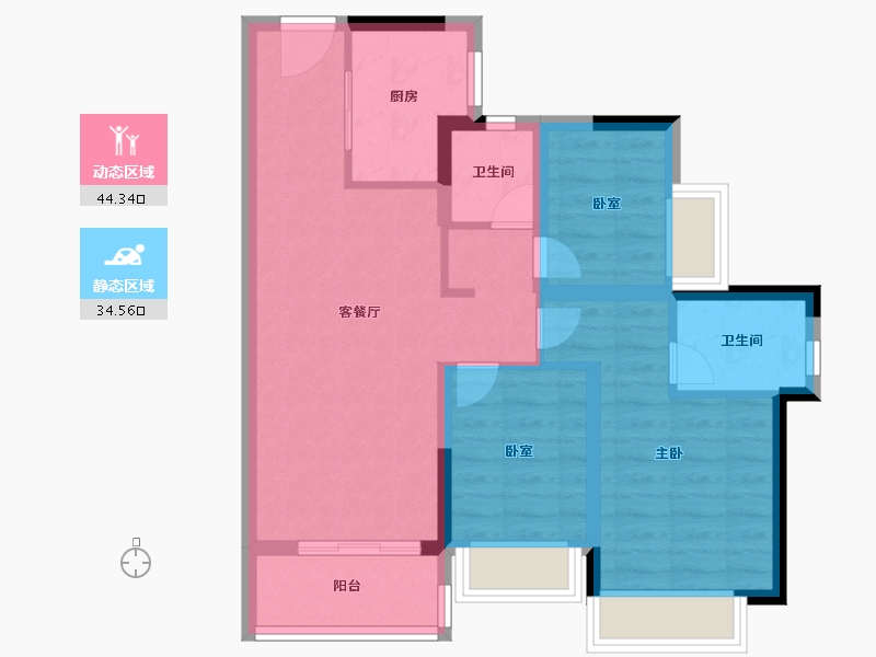 广东省-广州市-越秀·天瀛-69.60-户型库-动静分区