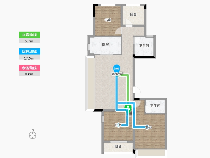 浙江省-杭州市-悦青蓝锦轩-95.34-户型库-动静线