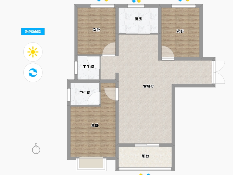 陕西省-宝鸡市-冠宇·锦和佳苑-96.81-户型库-采光通风