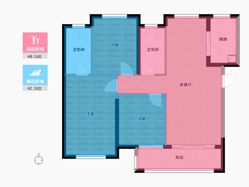 湖北省-武汉市-东原·朗阅-90.00-户型库-动静分区