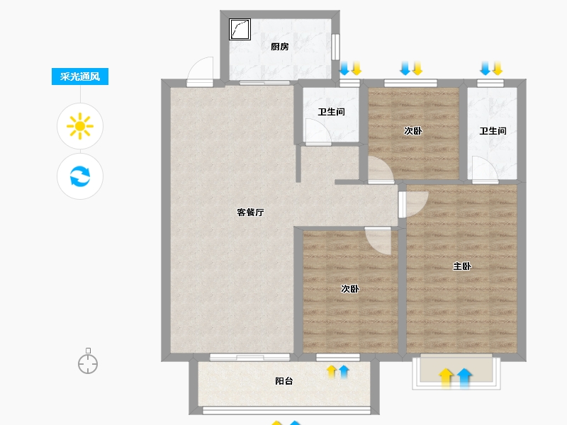 河北省-邢台市-公元壹号院-90.00-户型库-采光通风