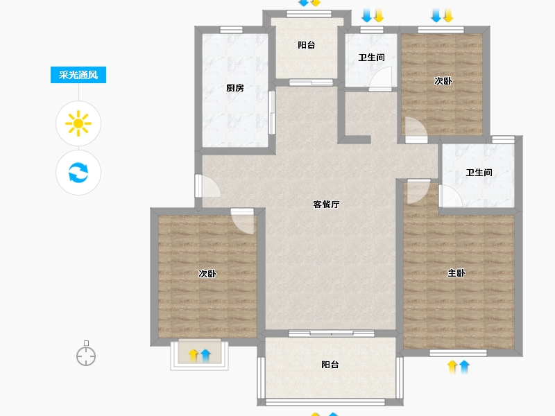 安徽省-马鞍山市-东方明珠-六村-117.00-户型库-采光通风