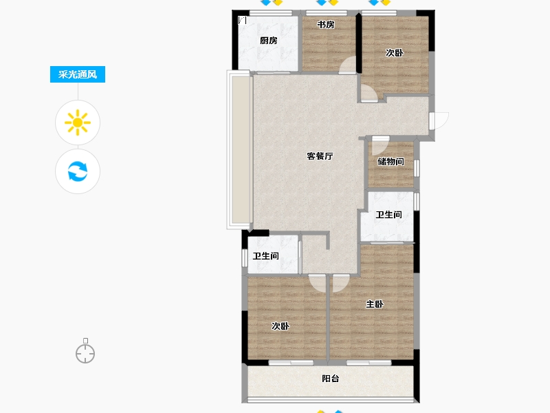 浙江省-杭州市-大家中天·春樾星宸-105.00-户型库-采光通风