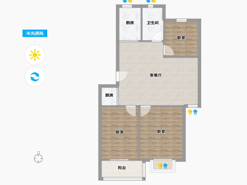 江苏省-南京市-仙居雅苑-74.28-户型库-采光通风