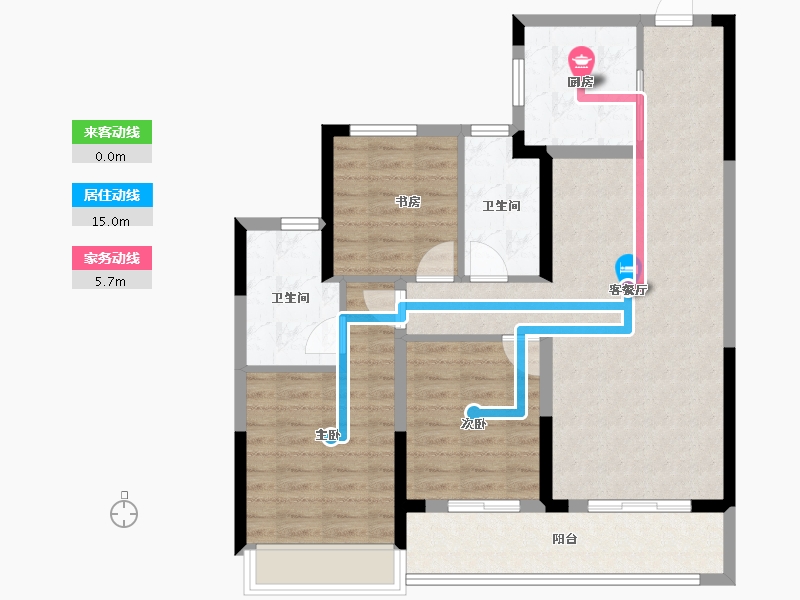 浙江省-杭州市-华润绿城杭樾润府-90.98-户型库-动静线