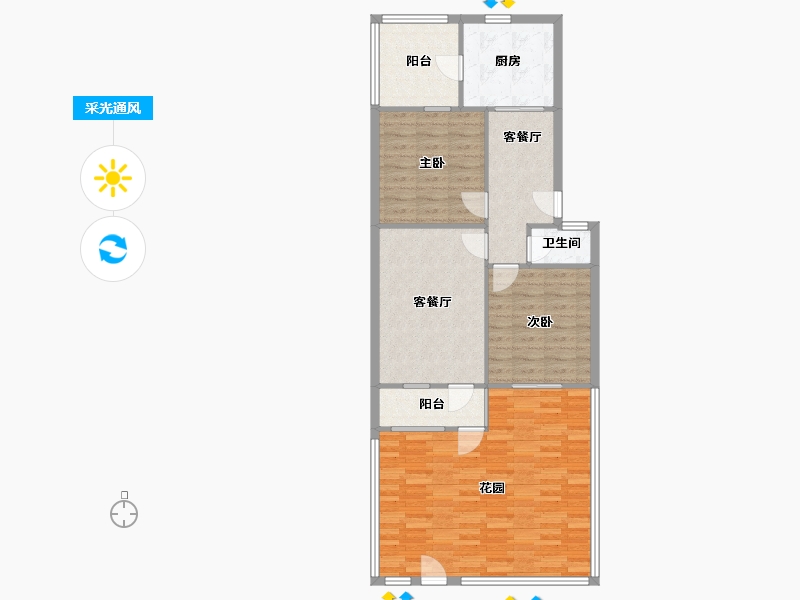 江苏省-苏州市-苏医新村-70.00-户型库-采光通风