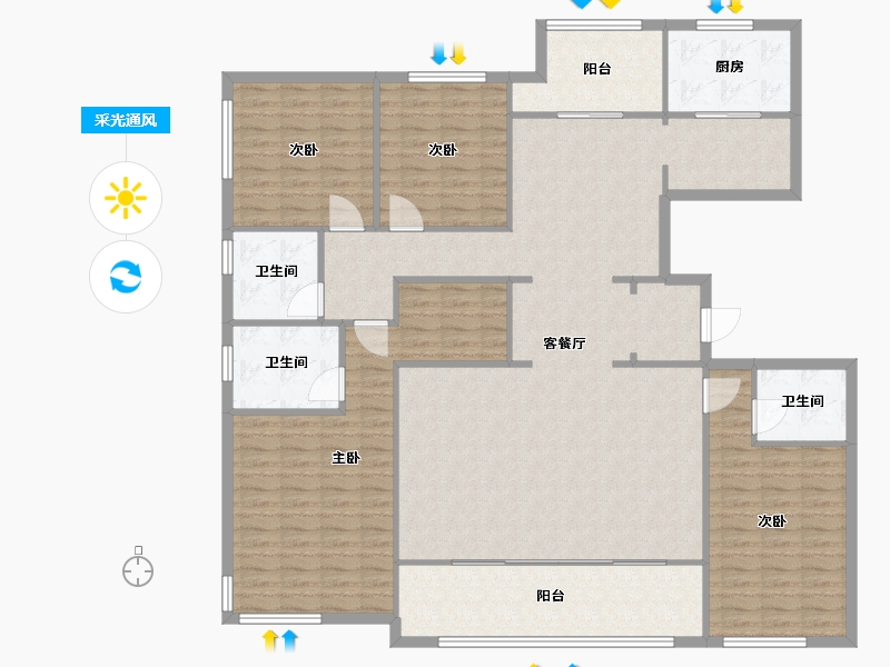 陕西省-西安市-曲江大城-170.00-户型库-采光通风