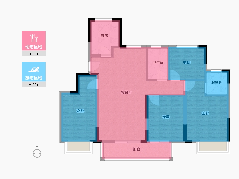 浙江省-绍兴市-晓风映苑-125.00-户型库-动静分区