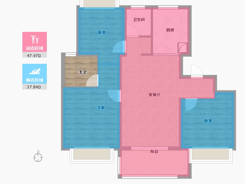 上海-上海市-大华朗香公园映-80.45-户型库-动静分区