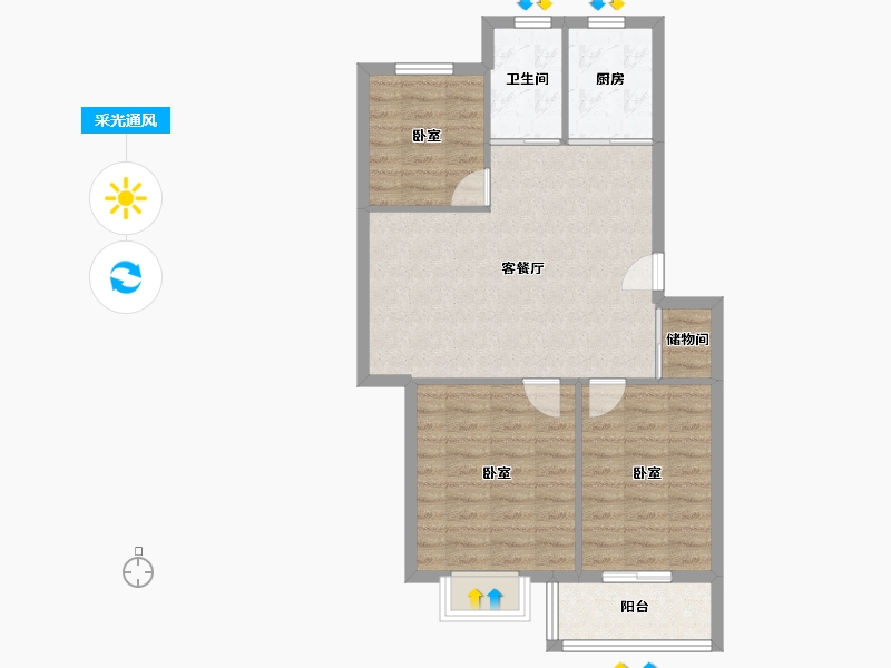 江苏省-南京市-仙居雅苑-74.84-户型库-采光通风